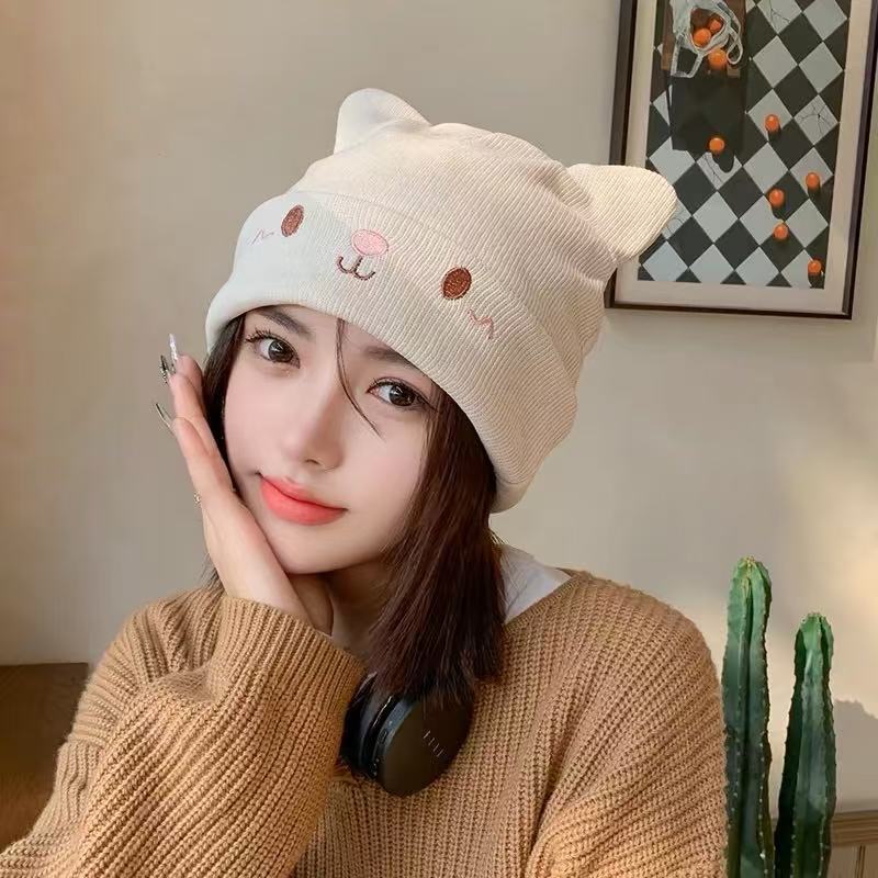 Confinement Hat Postpartum Pregnant Women Autumn and Winter Hat Women's Bag Head Winter Knitted Hat Wool Hat Show Face Little Cute Cold Hat
