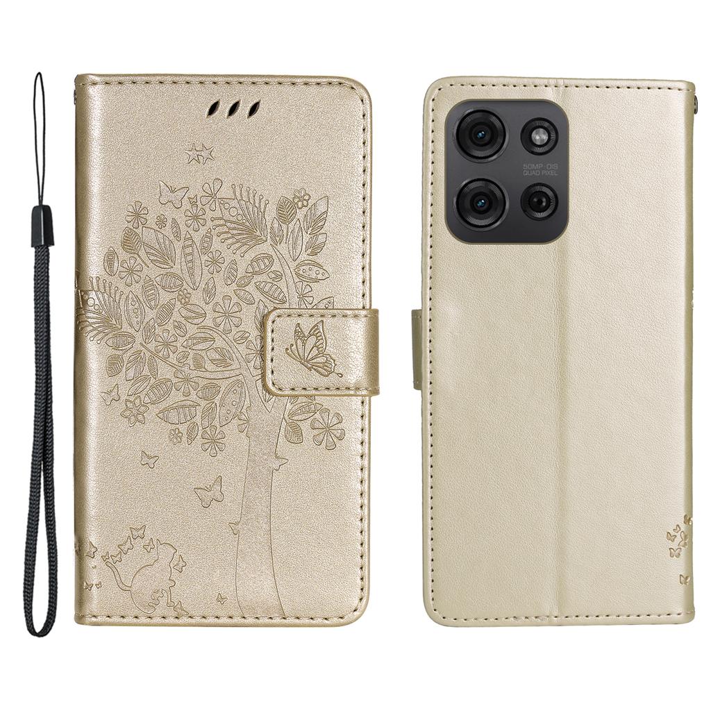 For Motorola Moto G75 5G Phone Case with Stand Cat Tree Pattern Leather Wallet Mobile Cover