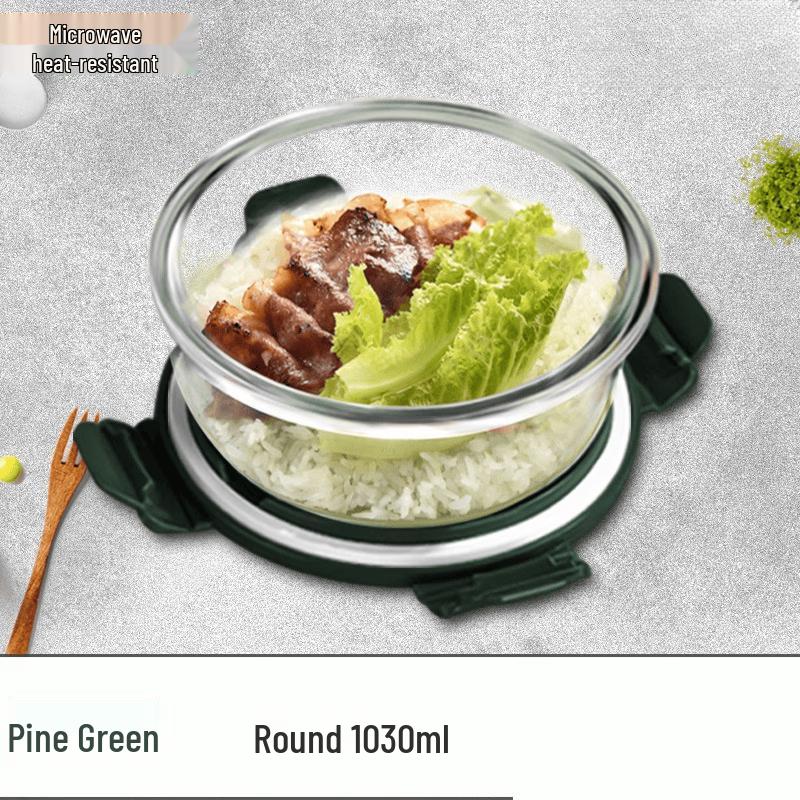 Glass Microwave Lunch Box with Lid and 3 Compartments