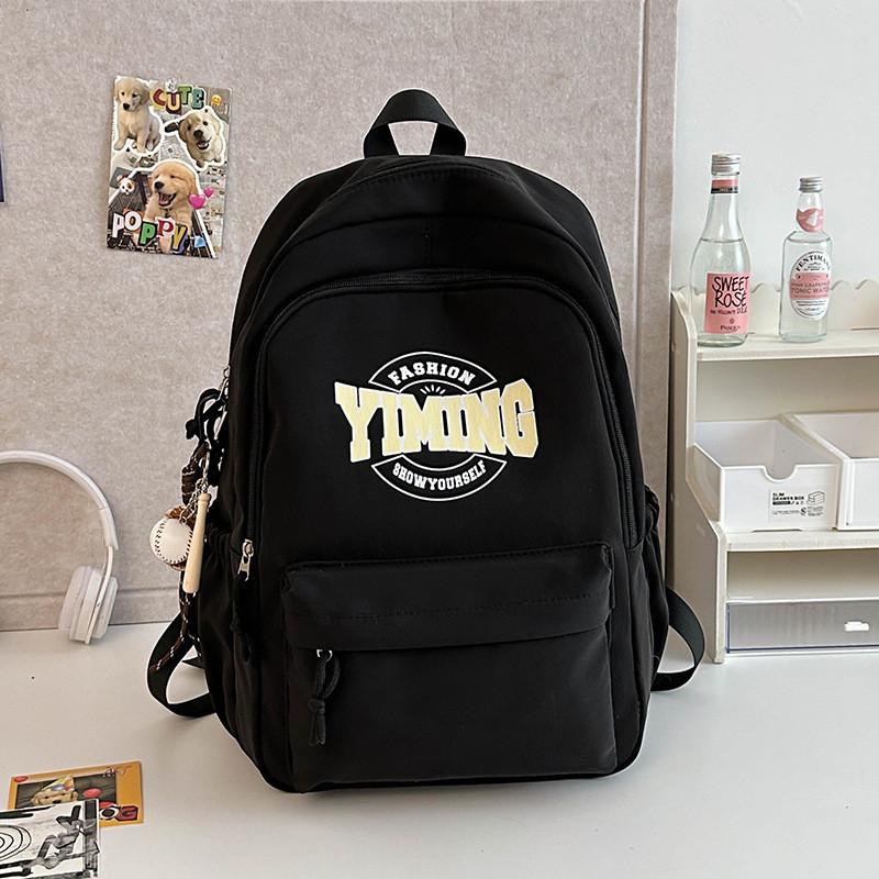 Nylon School Backpack For Girls And Teens With Design And Letter Pattern For Education Use