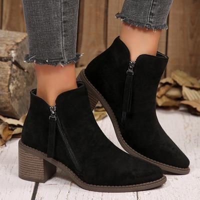 High Heels, Fashion Boots, New Side-zipped Suede Pointed-toe Shoes, Ankle Boots, Women's Shoes
