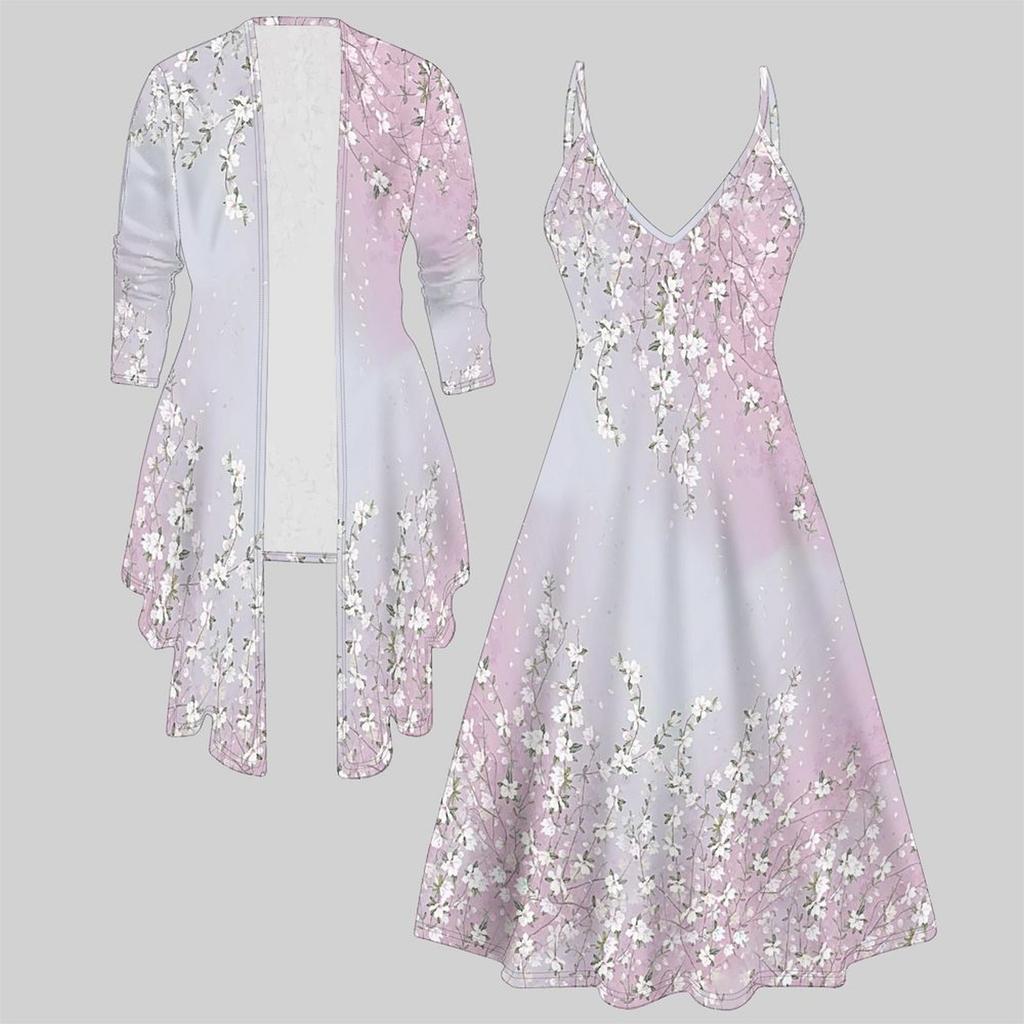 3D  Printed  Set Dress Coat , Single Color, Simple Shape Fashion Print,suitable for Various Scene Fashion Styles