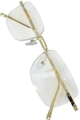 Bliss Leather: Trend Borderless Rimless [Small Face Effect] Square-shaped, Frameless, Date Glasses, Eye Friendly, UV Protection, Stylish, Gold/clear