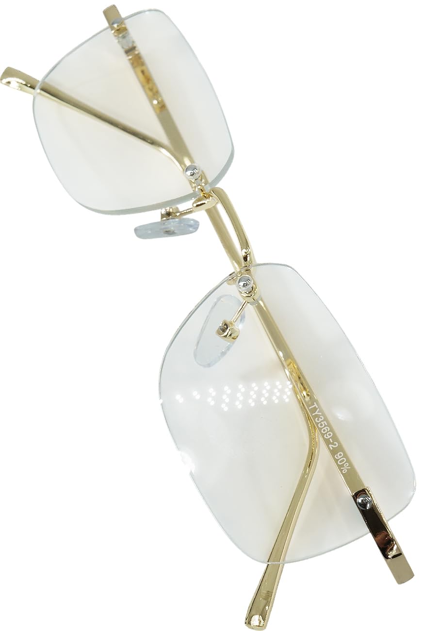 

Bliss Leather: Trend Borderless Rimless [Small Face Effect] Square-shaped, Frameless, Date Glasses, Eye Friendly, UV Protection, Stylish, gold/clear F