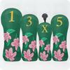 Set di 4 copri mazze da golf Ricamo floreale Coperture ricamate Similpelle per