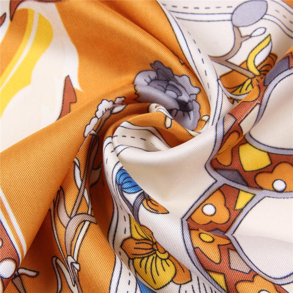 Silk Scarf Women Animals Print Stoles Square Scarves Wraps Large Bandana NecKerchief Lady Hijabs Female Silk Foulards 130CM