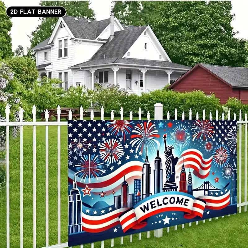 2D Statue of Liberty & Skyline Backdrop for USA Celebrations & Welcome Parties
