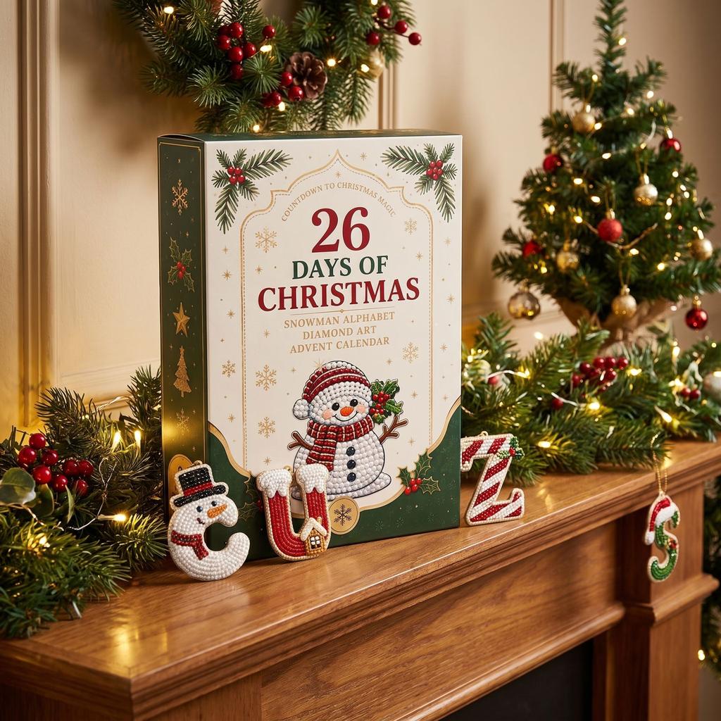 Christmas Advent Calendar with 26 Santa Hanging Ornaments for Holiday Countdown Decor