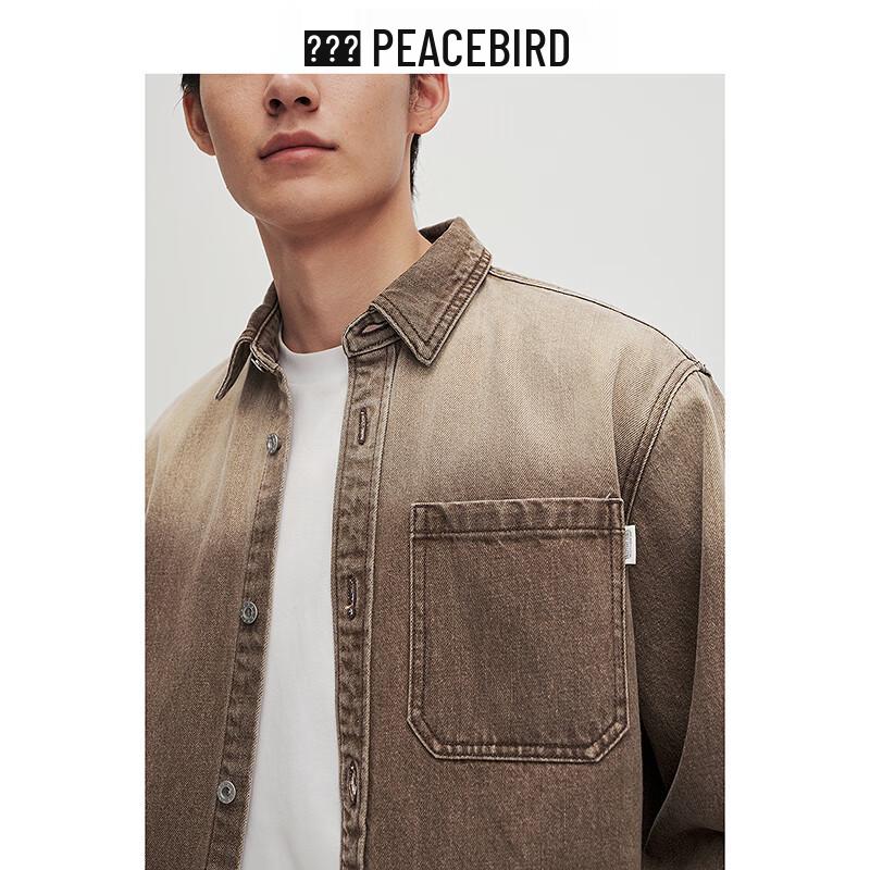 Peacebird Men's Retro Washed Gradient Denim Shirt