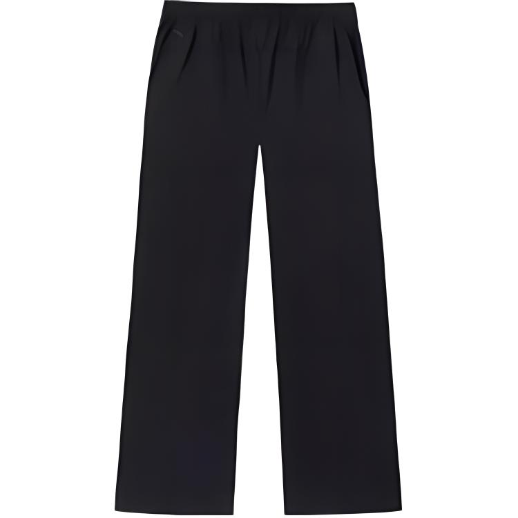 Anta Training Series Simple Casual Solid Color Straight Loose Knit Sports Pants Women Bottoms Black 162527305-2