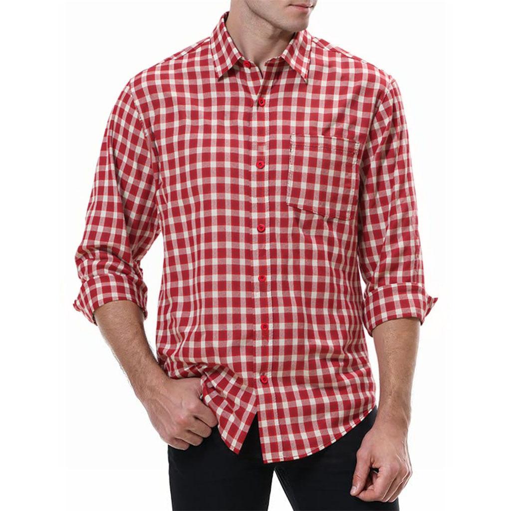 Men's Plaid Long-sleeved Casual Shirt Autumn and Winter Fashion Loose Cardigan Shirt