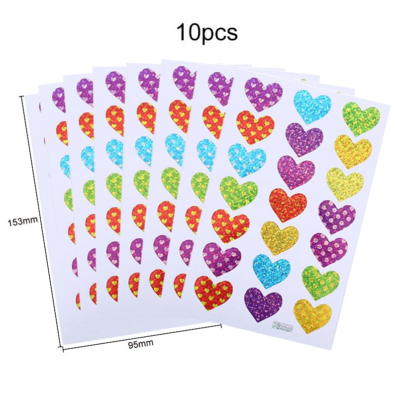 

10pcs/set Laser Sticker Heart Star Colorful Cute shining Handmade DIY Scrapbook Decorative Stickers Accessories for Album TMZ