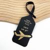 Double-Sided PU Leather Luggage Tag with Airplane Design