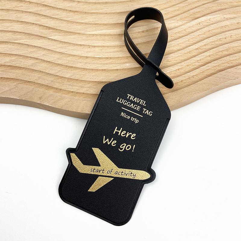 Double-Sided PU Leather Luggage Tag with Airplane Design
