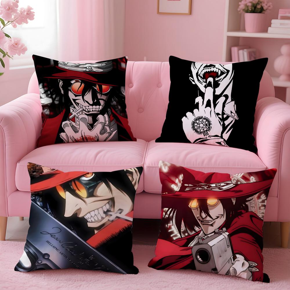 Dark Japanese Anime HHellsing Ultimate Cushion Cover Pillow Case Soft Skin Friendly Fabric Concealed Zipper