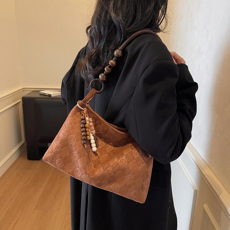 Premium retro underarm bag women's 2025 new trendy fashion suede shoulder bag large capacity tote bag