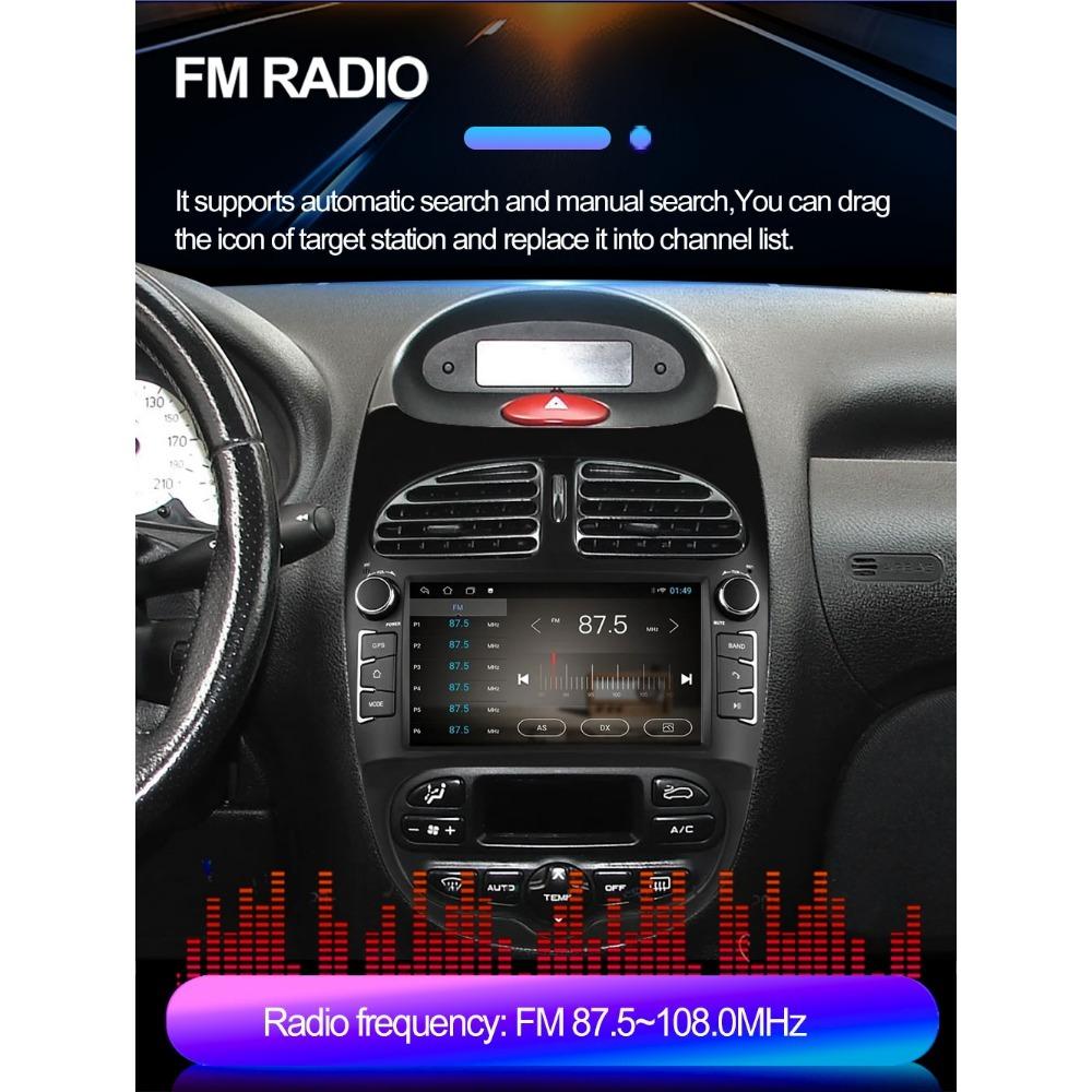 2 DIN autorádio s Androidem pro PEUGEOT 206 206CC 206SW 2000-2008 Auto Multimedia Player WIFI GPS Autoradio Carplay Navi 2+64GB