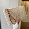 Straw Woven Clutch Bag, Trendy Braided Waist Purse, Women's Zipper Handbags for Phe Coin Key, Lady's Ultra Thin Straw Bag