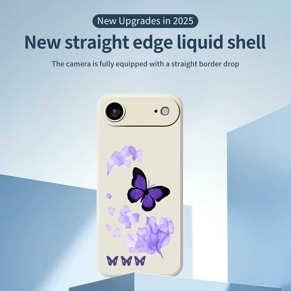 For iPhone 17 Air Case Purple Butterfly Pattern Printing Straight Edge TPU Phone Back Cover