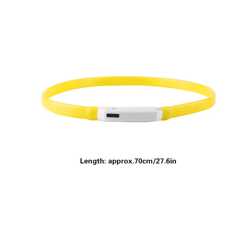 Pet Dog Collar Silicone Soft USB Rechargeable Light Flashing Puppy Night Safety Collars(Yellow)