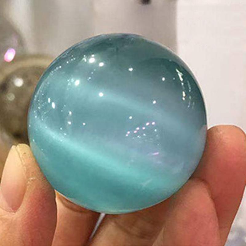40/50/60MM Beautiful Rare Natural Cat s Eye Stone Balls Quartz Crystal Reiki Healing Sphere Office Home Decor 40MM небесно-голубой
