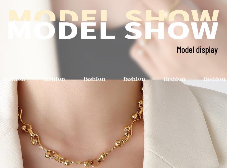 European Spicy Girl Layered Chunky Chain Necklace & Bracelet Set - Gold-Plated Titanium Steel