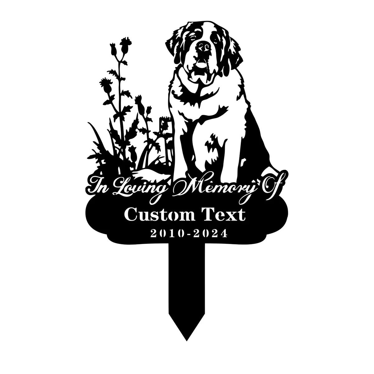 

Custom St Bernard Dog Memorial Garden Stake, Personalized Metal Grave Marker, Pet Loss Gift for Yard