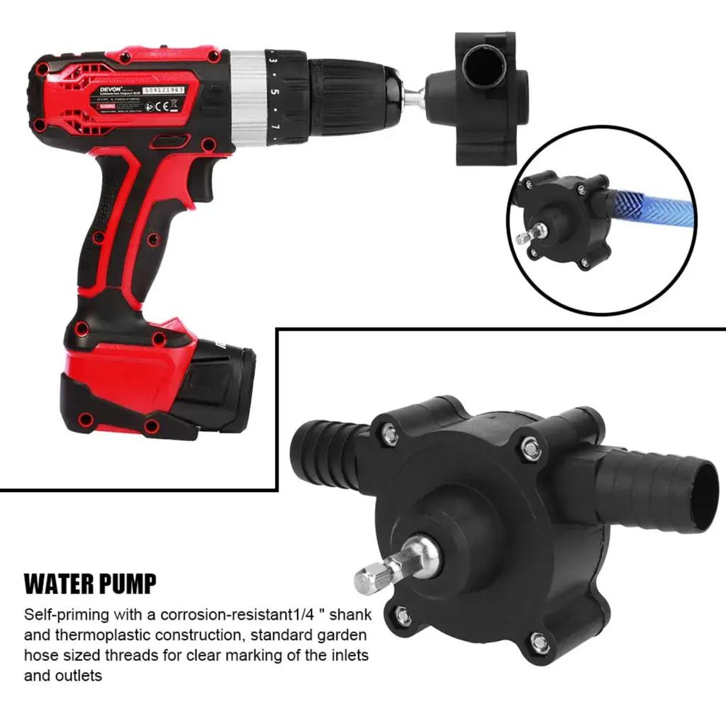 Efficient, Versatile Self-Priming Household Drill for Outdoor Water Transfer - Effortlessly Absorbs Gasoline, Diesel, and Oil Fl
