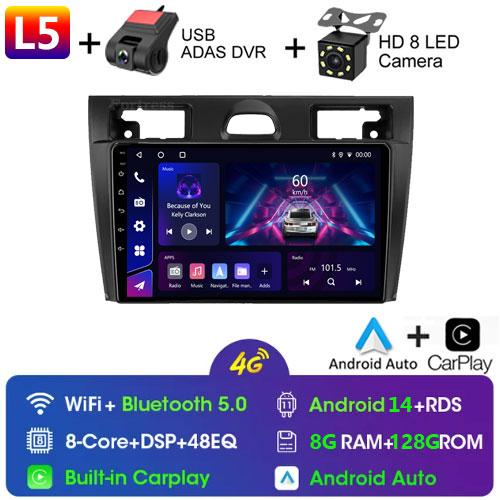 For Ford Fiesta Mk VI 5 Mk5 2002 - 2008 Car Radio Multimedia Video Player Navigation Stereo GPS Android14 No 2din 2 Din Dvd