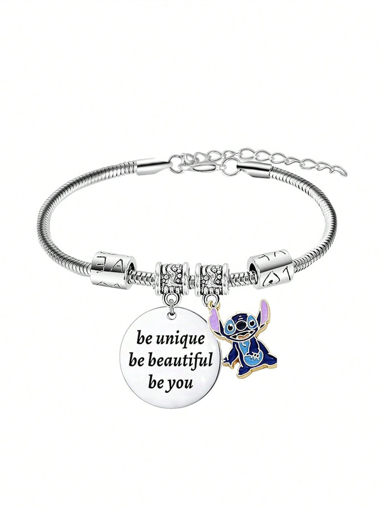 

1pc Minimalist Stitch Themed Bracelet: Adjustable Snake Chain with Character Charm, Perfect for Daily Wear & Casual Outfits