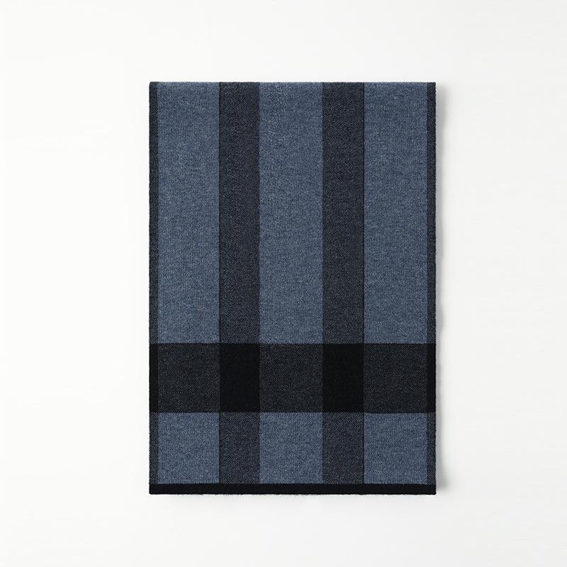 Pure Wool Men's Plaid Scarf Blue 2025 People Thickened To Keep Warm Autumn and Winter Business Leisure Scarf Tide