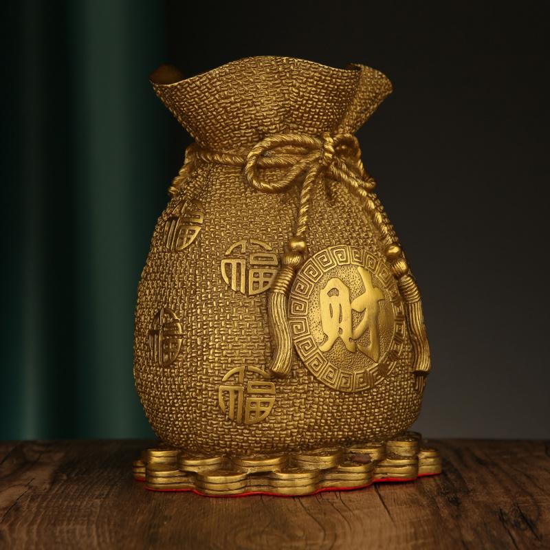Copper Ming Copper Ware Brass Coin Bank Lucky Bag Gift Metal Crafts Home Wealth Store Opening