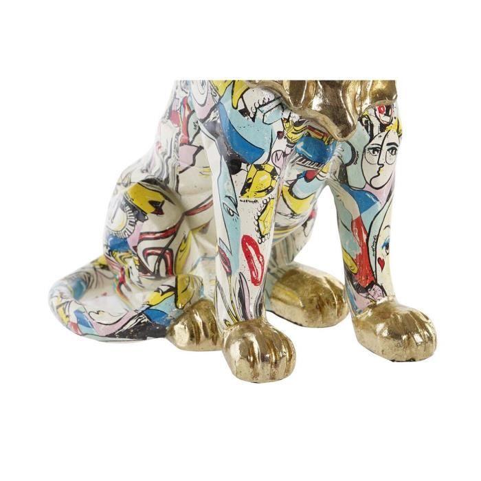 Figurine décorative - Lion doré - Résine - 21x14,5x27 cm - Multicouleur