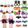 Halloween Party Favors for Kids Funny Eyeglasses Bracelets Pumpkin Keychains Bat Hair Clip Trick or Treat Cosplay Decorations