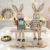 Sturdy Long Leg Sitting Easter Rabbit Plush Desktop Decoration Creative Party Display Ornament for Safe Use