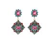 Colorful Geometric Zircon Long Earrings For Women, Sand Plated Vintage High-End Jewelry Gift