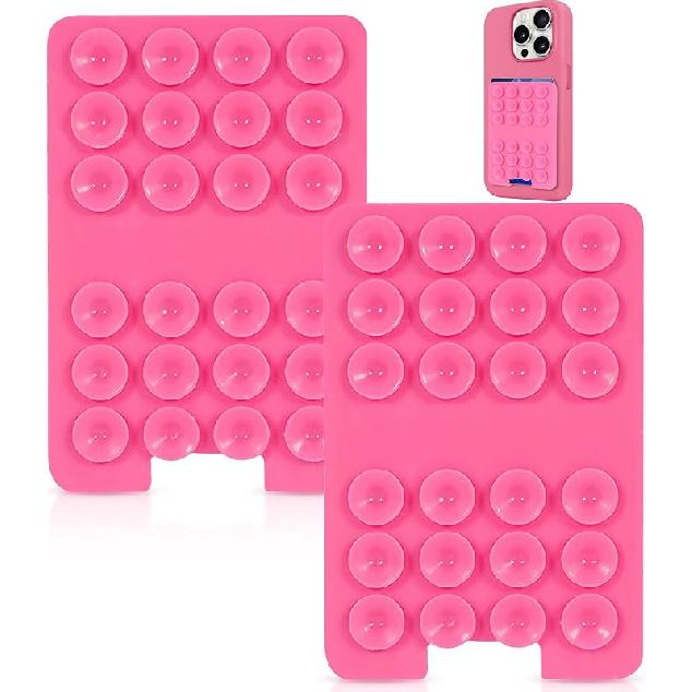 2 PCS Silicone Suction Cup Phone Case Card Holder - Hands-Free, Sturdy Grip Holder, Suitable for Storing Bus Passes, ID Cards, Selfies - Compatible