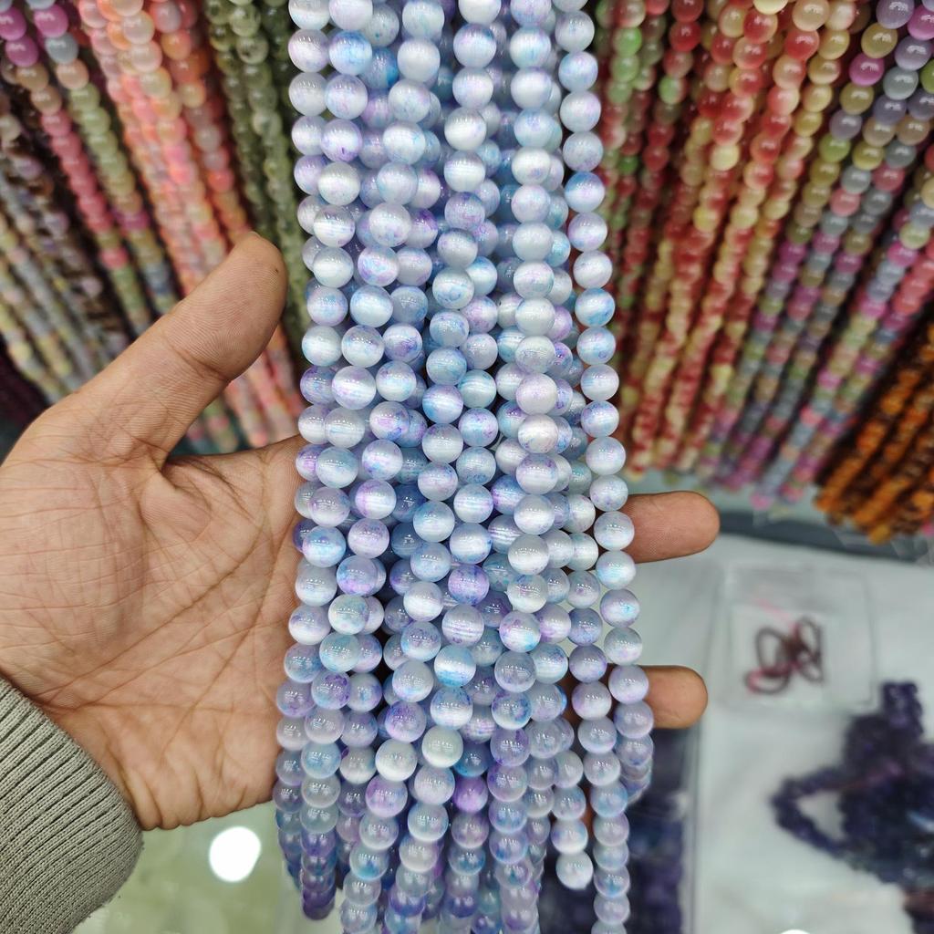 10mm Cat's Eye Stone Beads: Single, Double, Triple Color Options for DIY Jewelry Accessories.