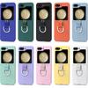Case for Samsung Galaxy Z Flip 5, Slim Thin Hard PC Protective Phone Cover with Bling Ring Stand Shockproof Shell,Yellow
