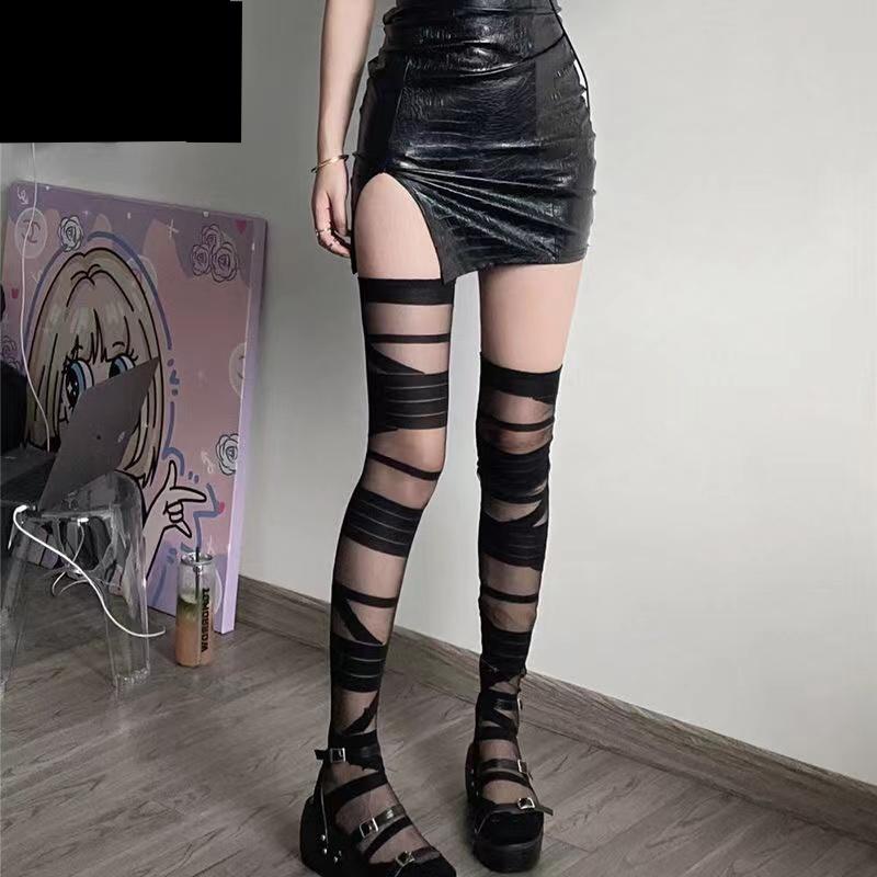 JK Lolita Damenstrümpfe Ultradünne transparente Kristallseidensocken Oberschenkelhohe Strümpfe Y2k Mädchen Oberschenkelhohe Socken Strümpfe