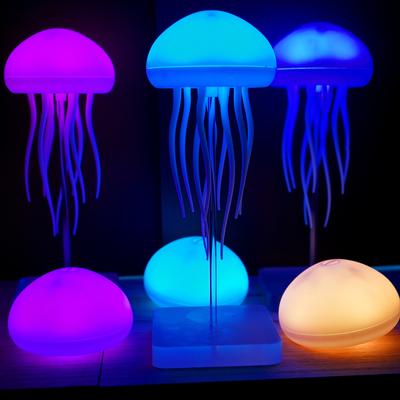 Lumière LED Dégradée Méduse avec Base Lampe de Bureau Méduse Mignonne Lumière LED Jambes Dansantes RGB pour Chambres Salon