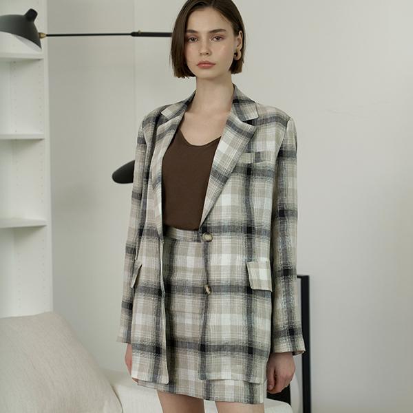 Atelier Nine Linen Modern Set-Up Check Mini Skirt (Sk-4223)