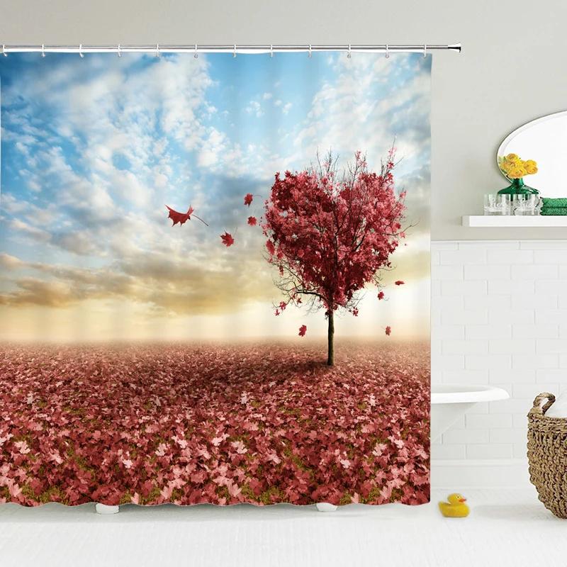 Modern Forest Shower Curtain Green Plant Tree Landscape Shower Curtain Bathroom Waterproof Bathroom Decor Cortina De La Ducha