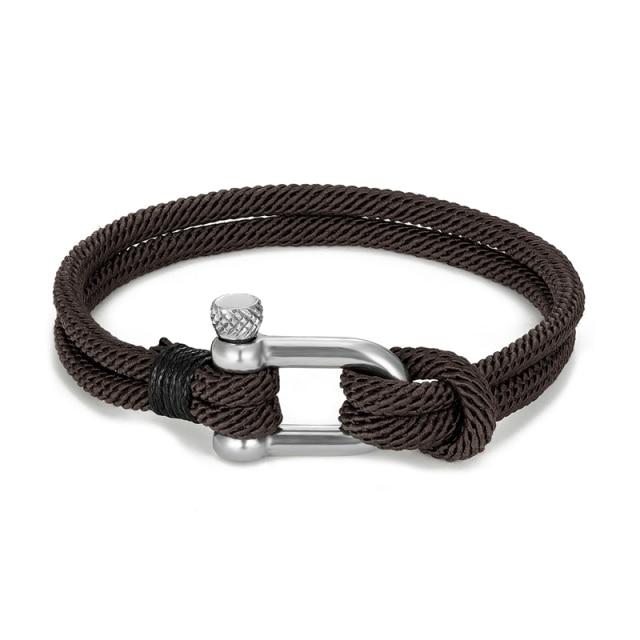 Bracelet de survie en forme de U pour homme et femme, en acier inoxydable noir, avec boucle de sport