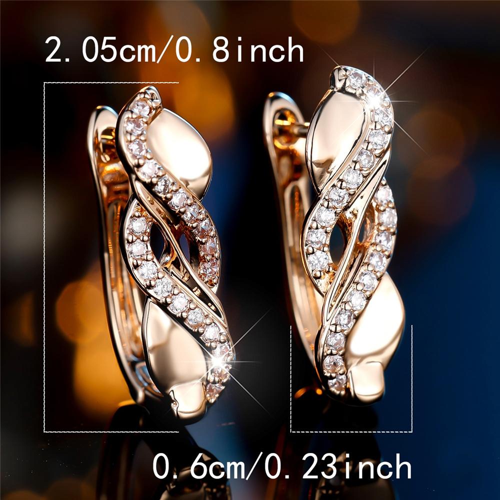 Cute Crystal Female White Zircon Stone Hoop Earrings Vintage Gold Color Wedding Jewelry For Women