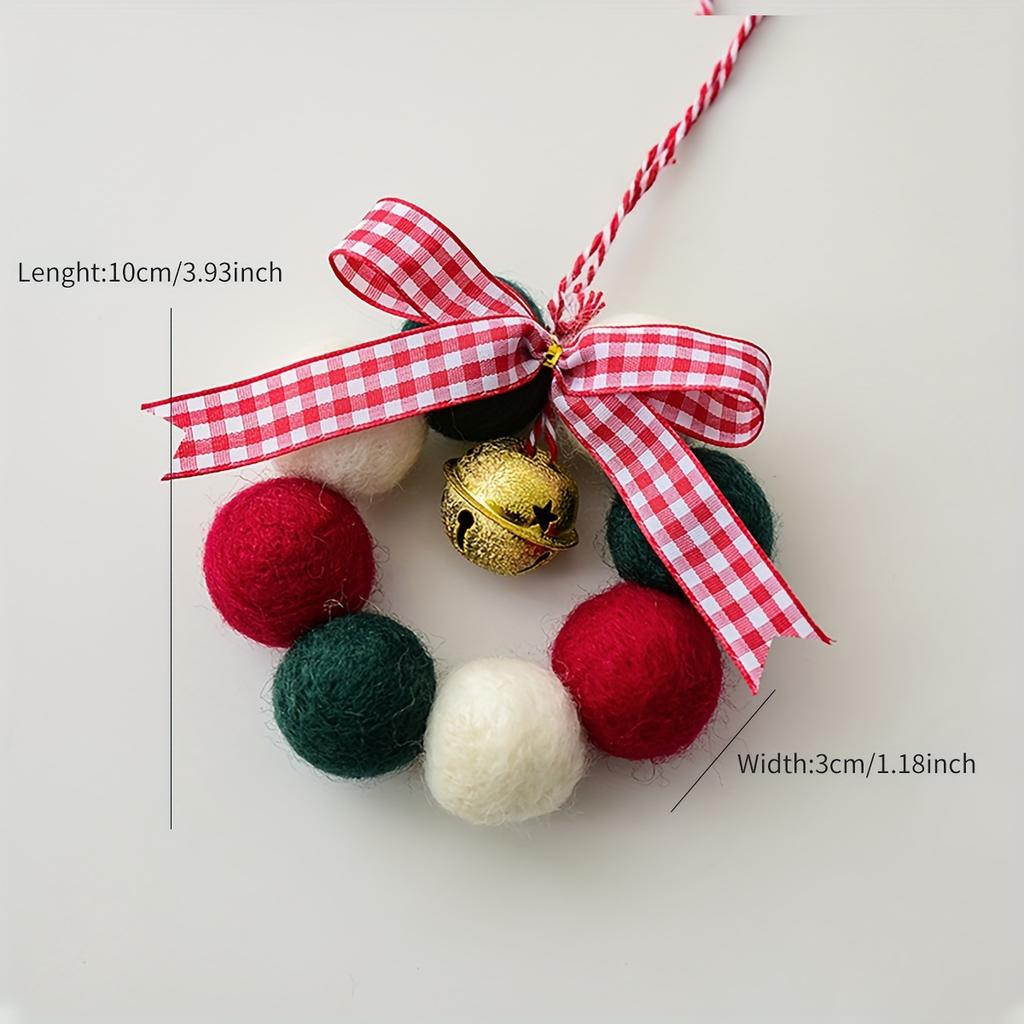 1pc Christmas Decoration,Mini Wool Ball Bell Garland Pendant for Christmas Tree,Christmas,Garland Vine Decoration,Home Decorat