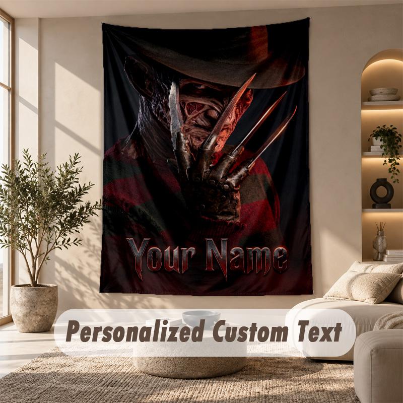 Tapestry Custom Name Text, Wall Hanging Tapestry Home Room DecorA Nightmare on Elm Street Freddy Krueger