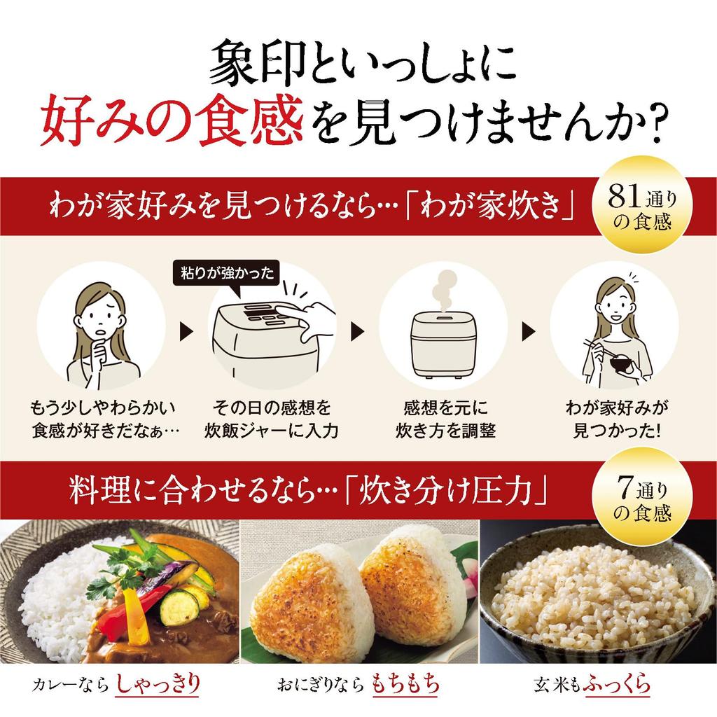 Zojirushi Rice Cooker Go Flame Cooker Pressure IH Type Made In Japan 2 Points To Clean Every Time Slate Black 5.5 NW-PV10-BZ