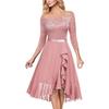 Europäisches und amerikanisches grenzüberschreitendes 2025 Frühjahr und Sommer neues Spitze Schneeimitat Ein-Schulter-Kleid Abendkleid