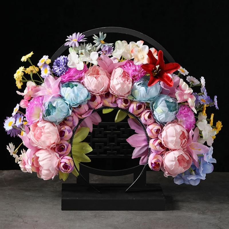 Bridal Garlands Florals Crown Wedding Flower Headband Beach Wreath Hairband Girls Hair Accessory Women Head Hoop Props